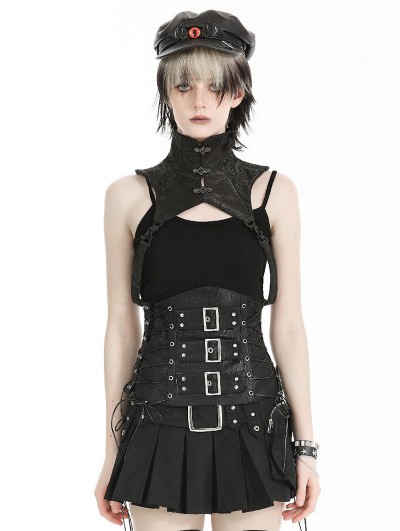 Dark in love Black Gothic Punk Heavy Metal Leather Underbust Corset Waistband for Women