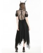 Dark in love Black Gothic Dark Night Elf Winged Hem Mesh Irregular Dress