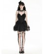 Dark in love Black Swan Gothic Tulle Lace Trim Tiered Short Dress