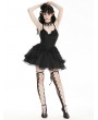 Dark in love Black Swan Gothic Tulle Lace Trim Tiered Short Dress