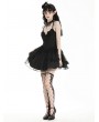 Dark in love Black Swan Gothic Tulle Lace Trim Tiered Short Dress