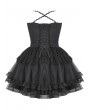 Dark in love Black Swan Gothic Tulle Lace Trim Tiered Short Dress