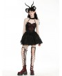 Dark in love Black and Red Gothic Heartthrob Devil Mesh Halter Short Dress