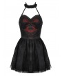 Dark in love Black and Red Gothic Heartthrob Devil Mesh Halter Short Dress