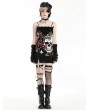 Dark in love Black Gothic Punk Rose Skull Side Drawstring Bodycon Mini Dress