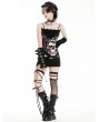 Dark in love Black Gothic Punk Rose Skull Side Drawstring Bodycon Mini Dress