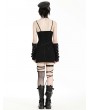 Dark in love Black Gothic Punk Rose Skull Side Drawstring Bodycon Mini Dress