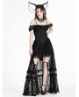 Dark in love Black Gothic Noble Romantic Lace High-Low Party Dress