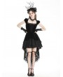 Dark in love Black Gothic Velvet Cap Sleeve Dark Swallowtail Princess High-Low Dress