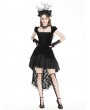 Dark in love Black Gothic Velvet Cap Sleeve Dark Swallowtail Princess High-Low Dress