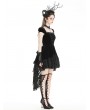 Dark in love Black Gothic Velvet Cap Sleeve Dark Swallowtail Princess High-Low Dress