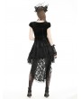 Dark in love Black Gothic Velvet Cap Sleeve Dark Swallowtail Princess High-Low Dress