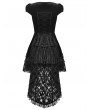 Dark in love Black Gothic Velvet Cap Sleeve Dark Swallowtail Princess High-Low Dress