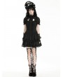 Dark in love Black Gothic Sweet Daily Wear Puff Sleeve Frilly Short Dress