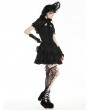 Dark in love Black Gothic Sweet Daily Wear Puff Sleeve Frilly Short Dress