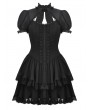 Dark in love Black Gothic Sweet Daily Wear Puff Sleeve Frilly Short Dress