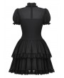 Dark in love Black Gothic Sweet Daily Wear Puff Sleeve Frilly Short Dress