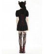 Dark in love Black and Red Gothic Daily Wear Ruffle Short Dress