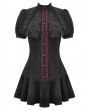 Dark in love Black and Red Gothic Daily Wear Ruffle Short Dress