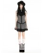 Dark in love Dark Gray Striped Gothic Preppy Style Sleeveless Short Dress