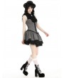 Dark in love Dark Gray Striped Gothic Preppy Style Sleeveless Short Dress