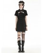 Dark in love Black Gothic Punk Studded Military Hollow Out Shirt Short Dress