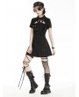 Dark in love Black Gothic Punk Studded Military Hollow Out Shirt Short Dress