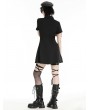 Dark in love Black Gothic Punk Studded Military Hollow Out Shirt Short Dress