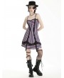 Dark in love Black and Pink Striped Gothic Punk Eyelet Short Dress