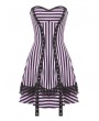 Dark in love Black and Pink Striped Gothic Punk Eyelet Short Dress