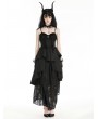 Dark in love Black Gothic Death Butterfly Embroidered Lace Layered Long Dress