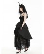 Dark in love Black Gothic Death Butterfly Embroidered Lace Layered Long Dress