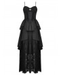 Dark in love Black Gothic Death Butterfly Embroidered Lace Layered Long Dress