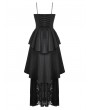 Dark in love Black Gothic Death Butterfly Embroidered Lace Layered Long Dress