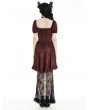 Dark in love Red Gothic Retro Court Lace Spliced Puff Sleeve Dress