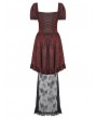 Dark in love Red Gothic Retro Court Lace Spliced Puff Sleeve Dress