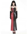 Dark in love Red and Black Contrast Magical Girl PU Leather Bodycon Maxi Dress