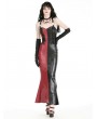 Dark in love Red and Black Contrast Magical Girl PU Leather Bodycon Maxi Dress