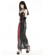 Dark in love Red and Black Contrast Magical Girl PU Leather Bodycon Maxi Dress