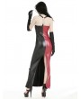 Dark in love Red and Black Contrast Magical Girl PU Leather Bodycon Maxi Dress