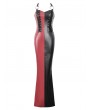 Dark in love Red and Black Contrast Magical Girl PU Leather Bodycon Maxi Dress