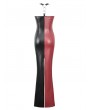 Dark in love Red and Black Contrast Magical Girl PU Leather Bodycon Maxi Dress