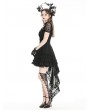 Black Gothic Lace Short Sleeve Tail Party Dress