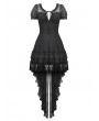 Black Gothic Lace Short Sleeve Tail Party Dress