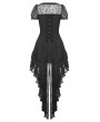 Black Gothic Lace Short Sleeve Tail Party Dress