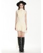 Beige Steampunk Irregular Ruffle Lace Tail Dress