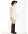 Beige Steampunk Irregular Ruffle Lace Tail Dress