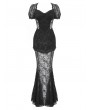 Black Gothic Dark Elegant Sexy See-Through Lace Mermaid Dress