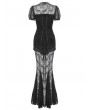 Black Gothic Dark Elegant Sexy See-Through Lace Mermaid Dress