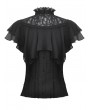 Black Elegant Gothic Rose Lace Cape Blouse for Women